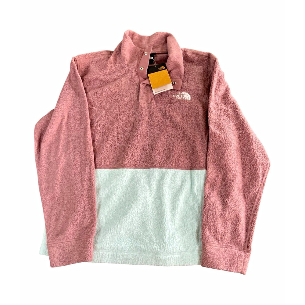 The North Face Snap-T Women's Jacket Size S Pink White Colorblock Snap Neck